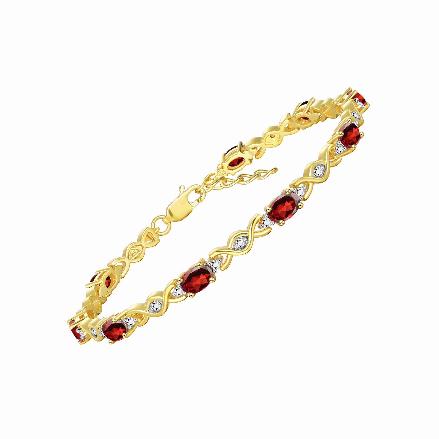 RYLOS Bracelets for Women Yellow Gold Plated Silver XOXO Hugs & Kisses Tennis Bracelet Gemstone &  Diamonds Adjustable to Fit 7"-8" Wrist, 10 Gorgeous 6X4MM Jewelry for Women Friendship Bracelets