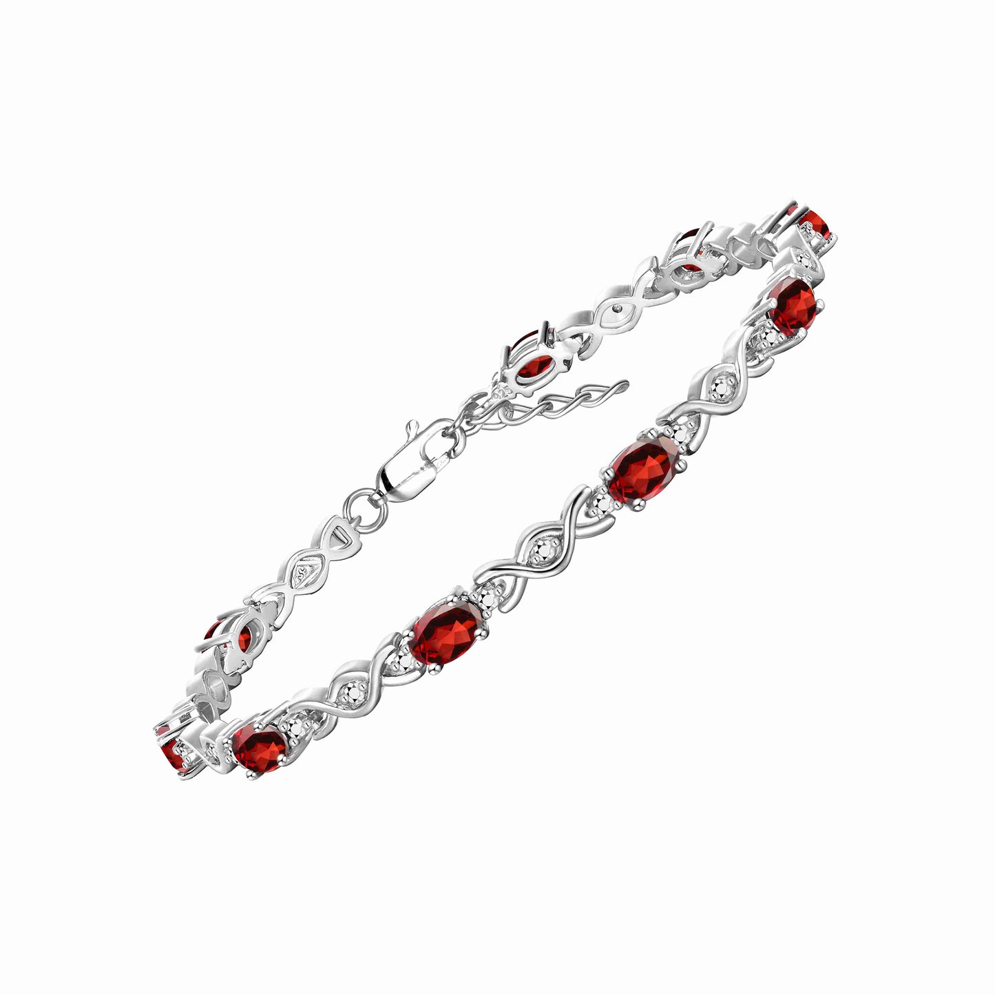 RYLOS Bracelets for Women 925 Sterling Silver XOXO Hugs & Kisses Tennis Bracelet Gemstone &  Diamonds Adjustable to Fit 7"-8" Wrist, 10 Gorgeous 6X4MM Jewelry for Women Friendship Bracelets