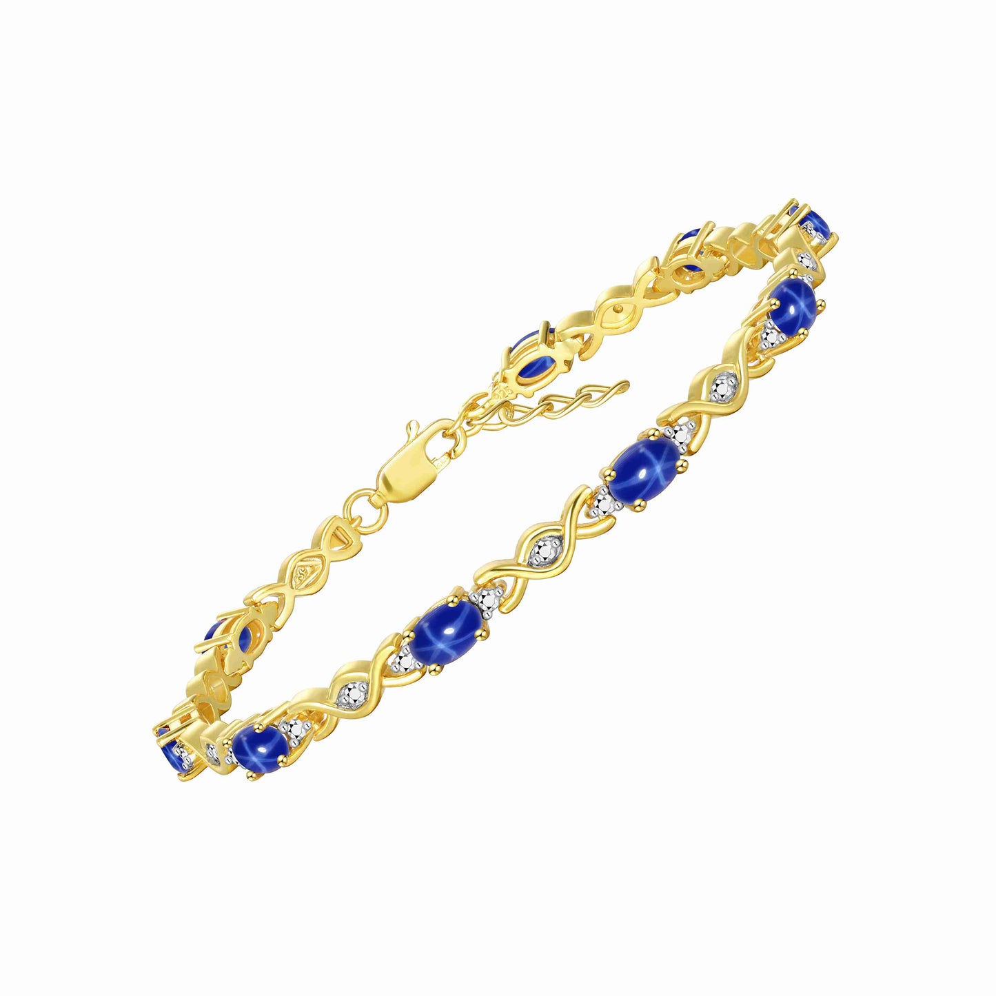 RYLOS Bracelets for Women Yellow Gold Plated Silver XOXO Hugs & Kisses Tennis Bracelet Gemstone &  Diamonds Adjustable to Fit 7"-8" Wrist, 10 Gorgeous 6X4MM Jewelry for Women Friendship Bracelets