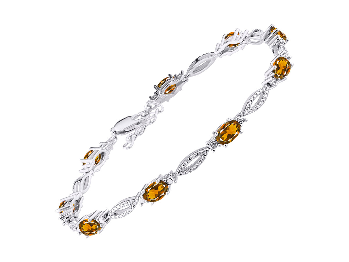 RYLOS Tennis Bracelet with 6x4MM Birthstone Gemstones & Diamonds Sterling Silver  - Adjustable to 7-8"  - Friendship and Elegance in One.