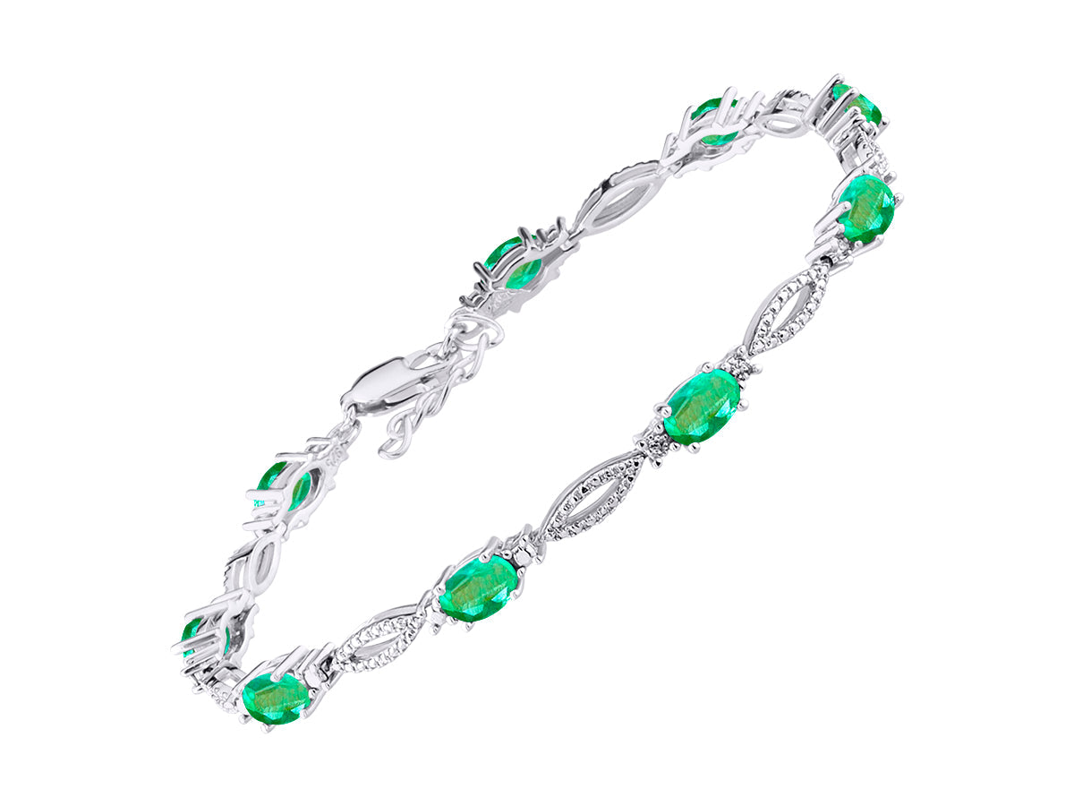 RYLOS Tennis Bracelet with 6x4MM Birthstone Gemstones & Diamonds Sterling Silver  - Adjustable to 7-8"  - Friendship and Elegance in One.