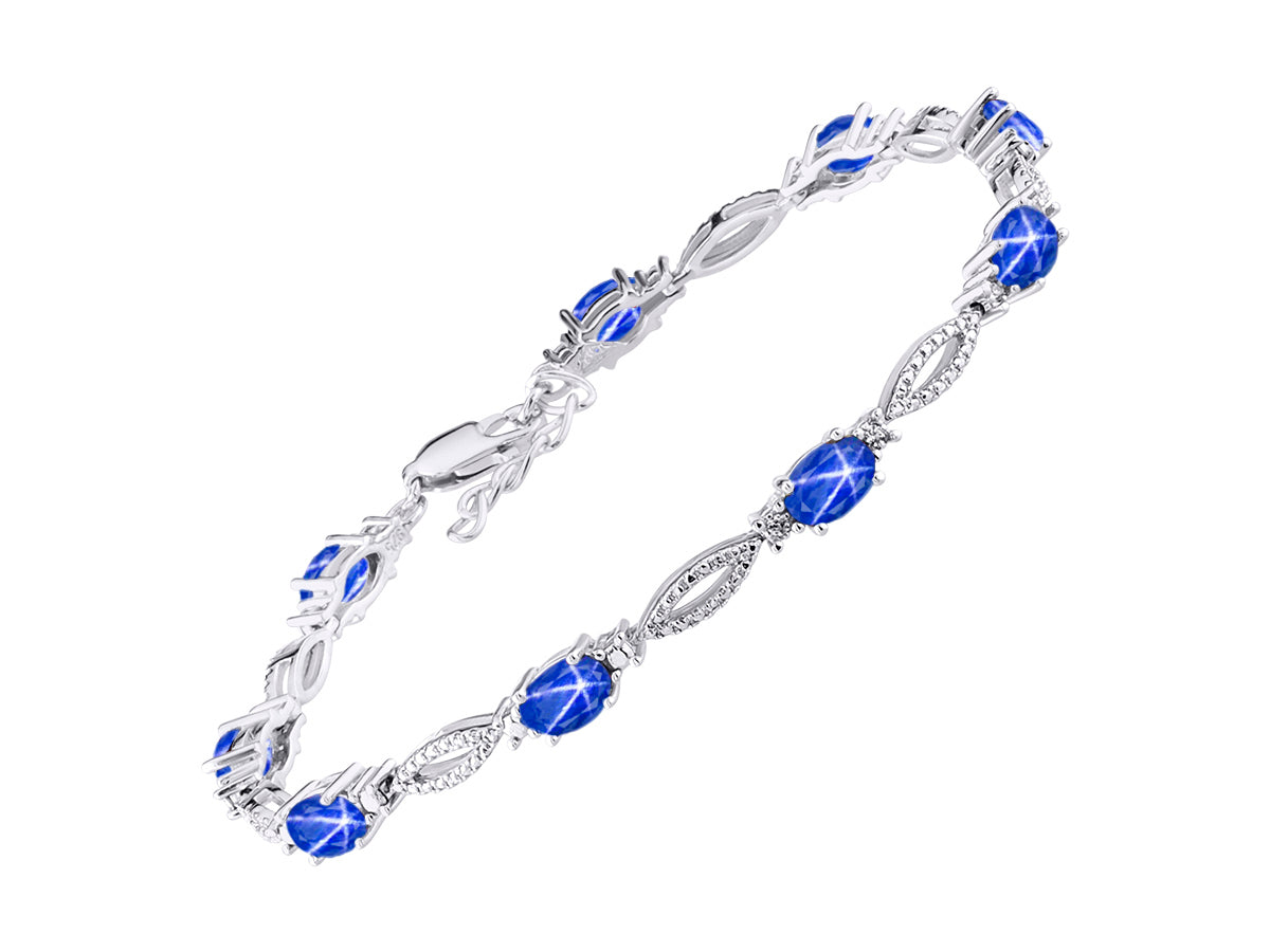 RYLOS Tennis Bracelet with 6x4MM Birthstone Gemstones & Diamonds Sterling Silver  - Adjustable to 7-8"  - Friendship and Elegance in One.
