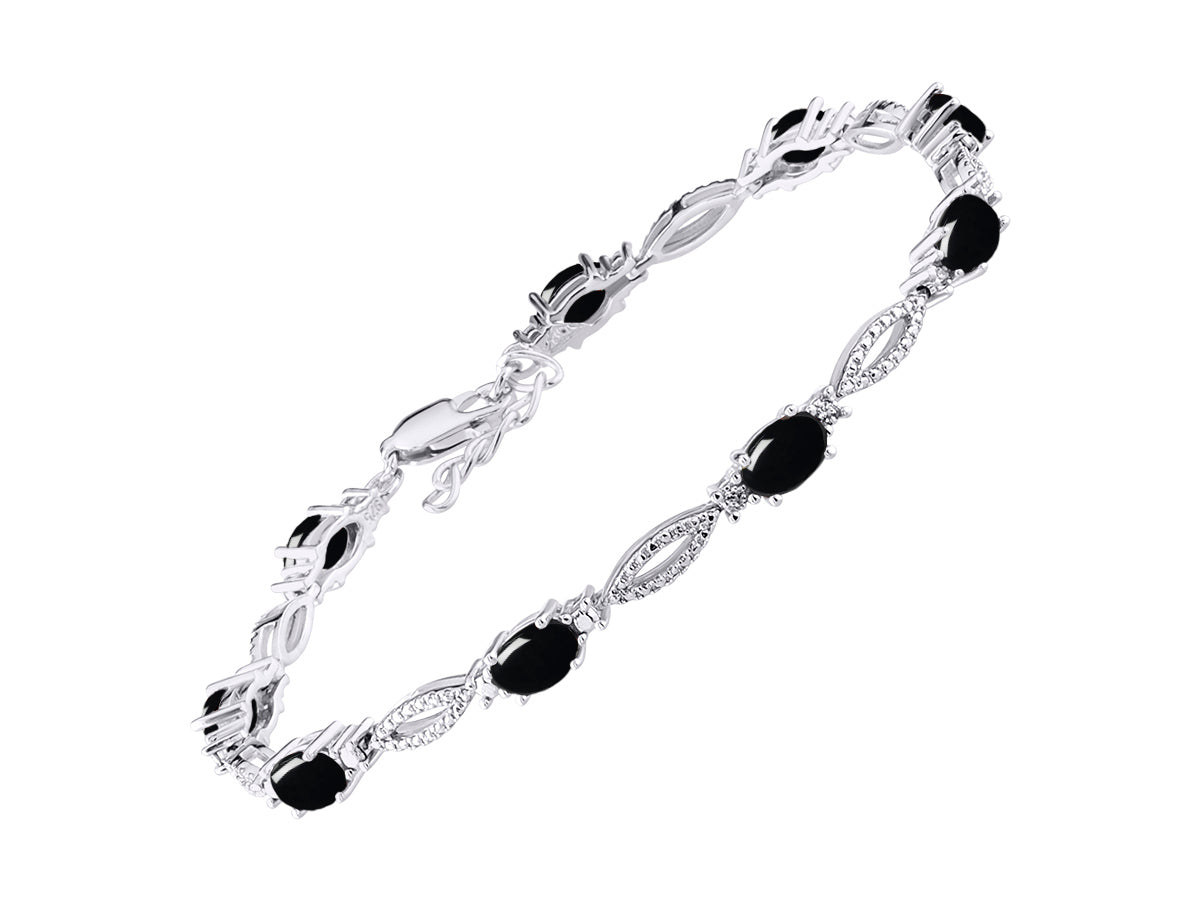 RYLOS Tennis Bracelet with 6x4MM Birthstone Gemstones & Diamonds Sterling Silver  - Adjustable to 7-8"  - Friendship and Elegance in One.