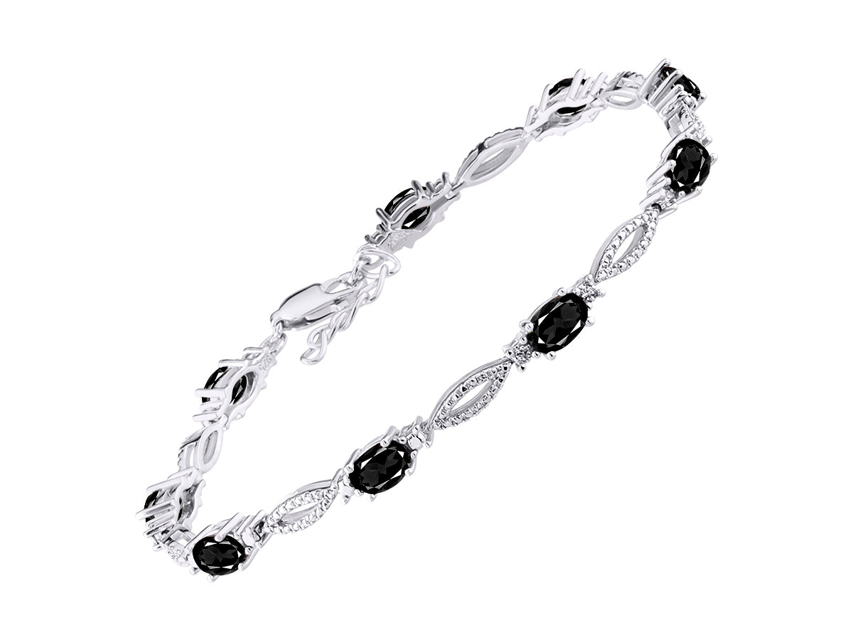 RYLOS Tennis Bracelet with 6x4MM Birthstone Gemstones & Diamonds Sterling Silver  - Adjustable to 7-8"  - Friendship and Elegance in One.