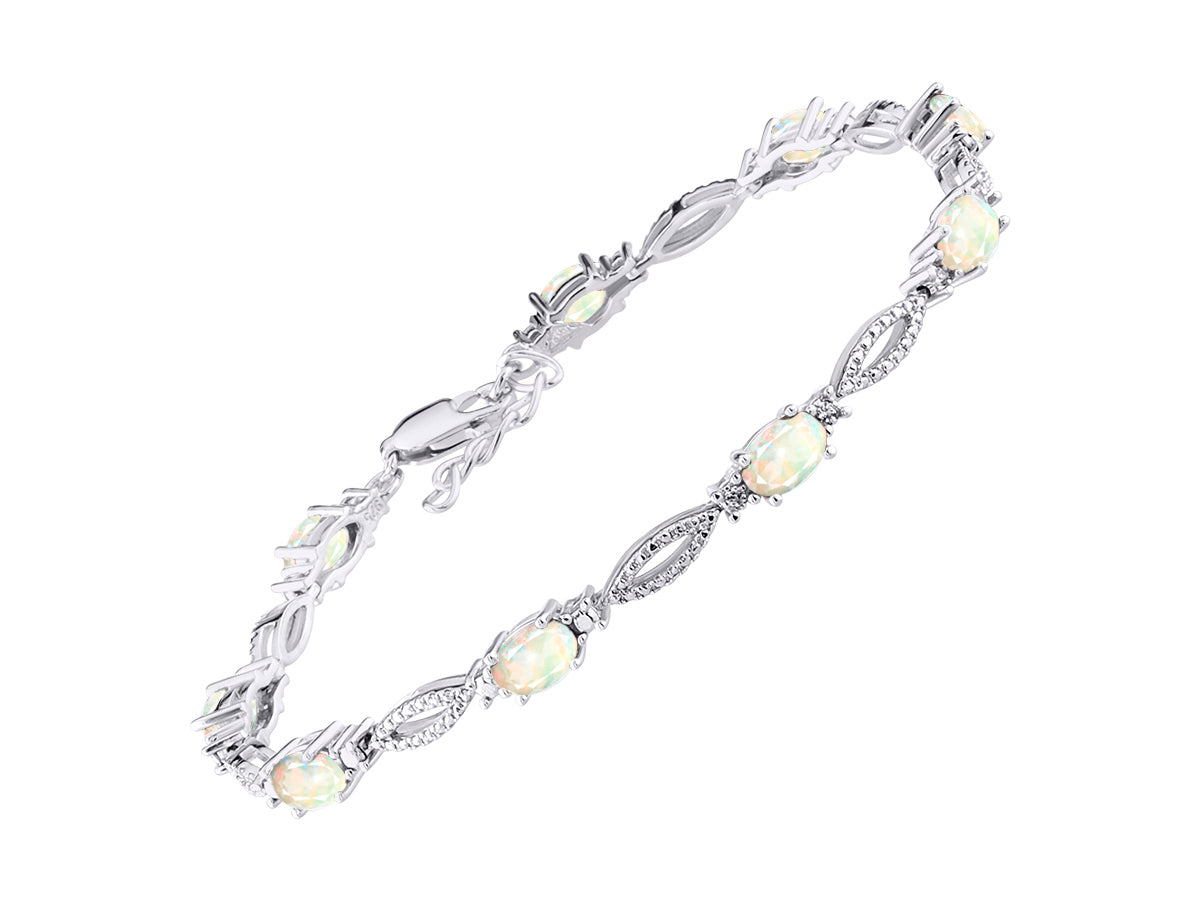 RYLOS Tennis Bracelet with 6x4MM Birthstone Gemstones & Diamonds Sterling Silver  - Adjustable to 7-8"  - Friendship and Elegance in One.