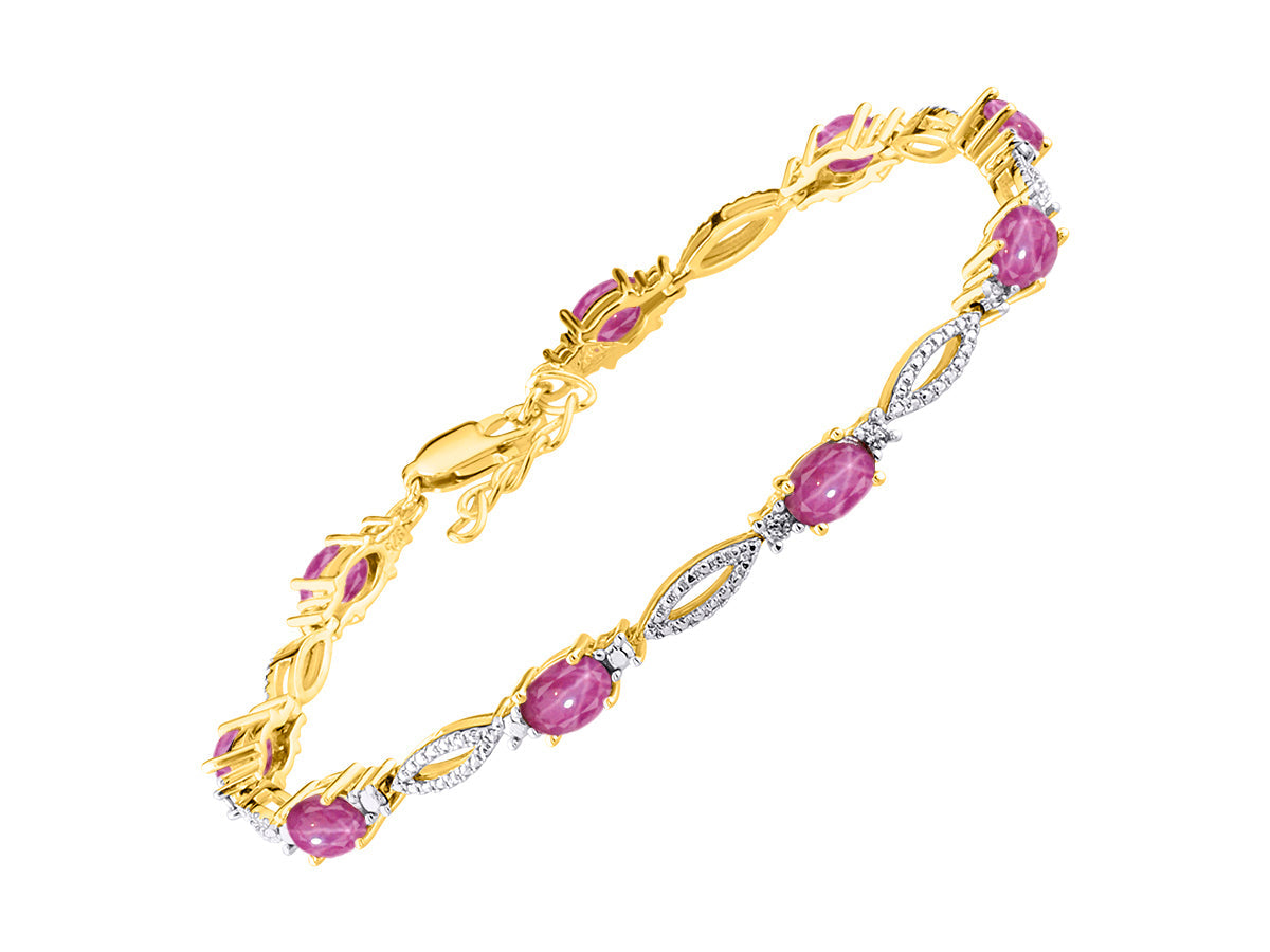 RYLOS Tennis Bracelet with 6x4MM Birthstone Gemstones & Diamonds Yellow Gold Plated Silver - Adjustable to 7-8"  - Friendship and Elegance in One.