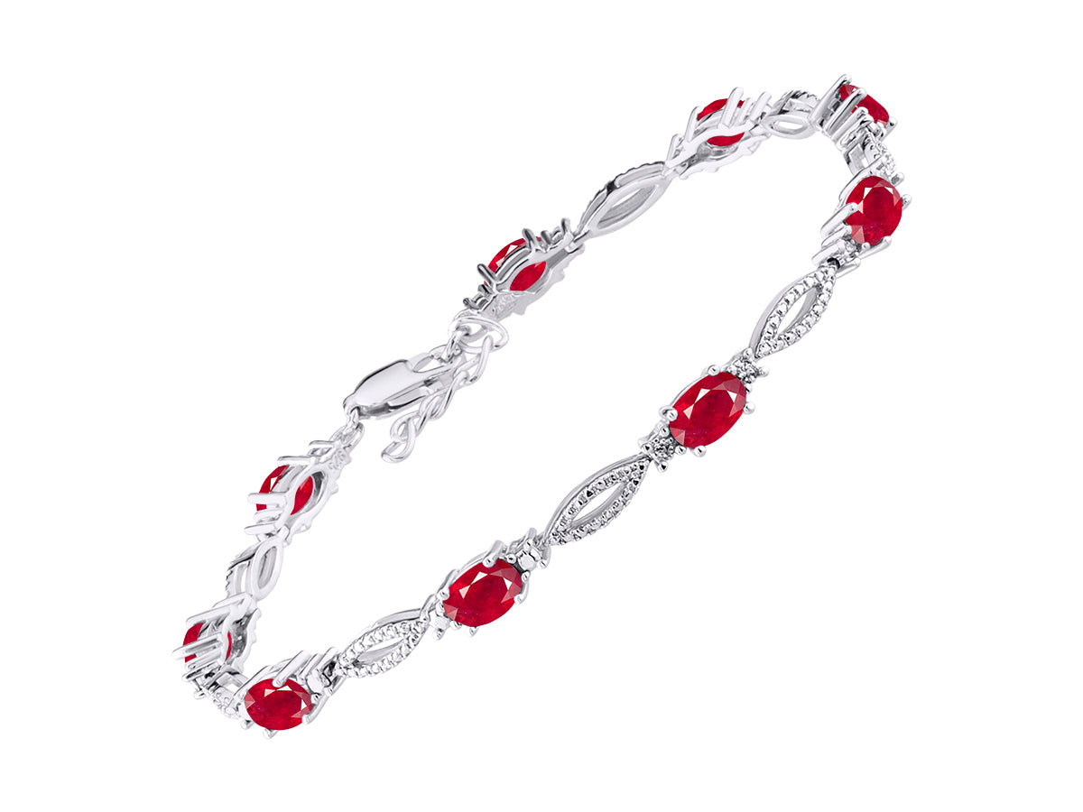 RYLOS Tennis Bracelet with 6x4MM Birthstone Gemstones & Diamonds Sterling Silver  - Adjustable to 7-8"  - Friendship and Elegance in One.