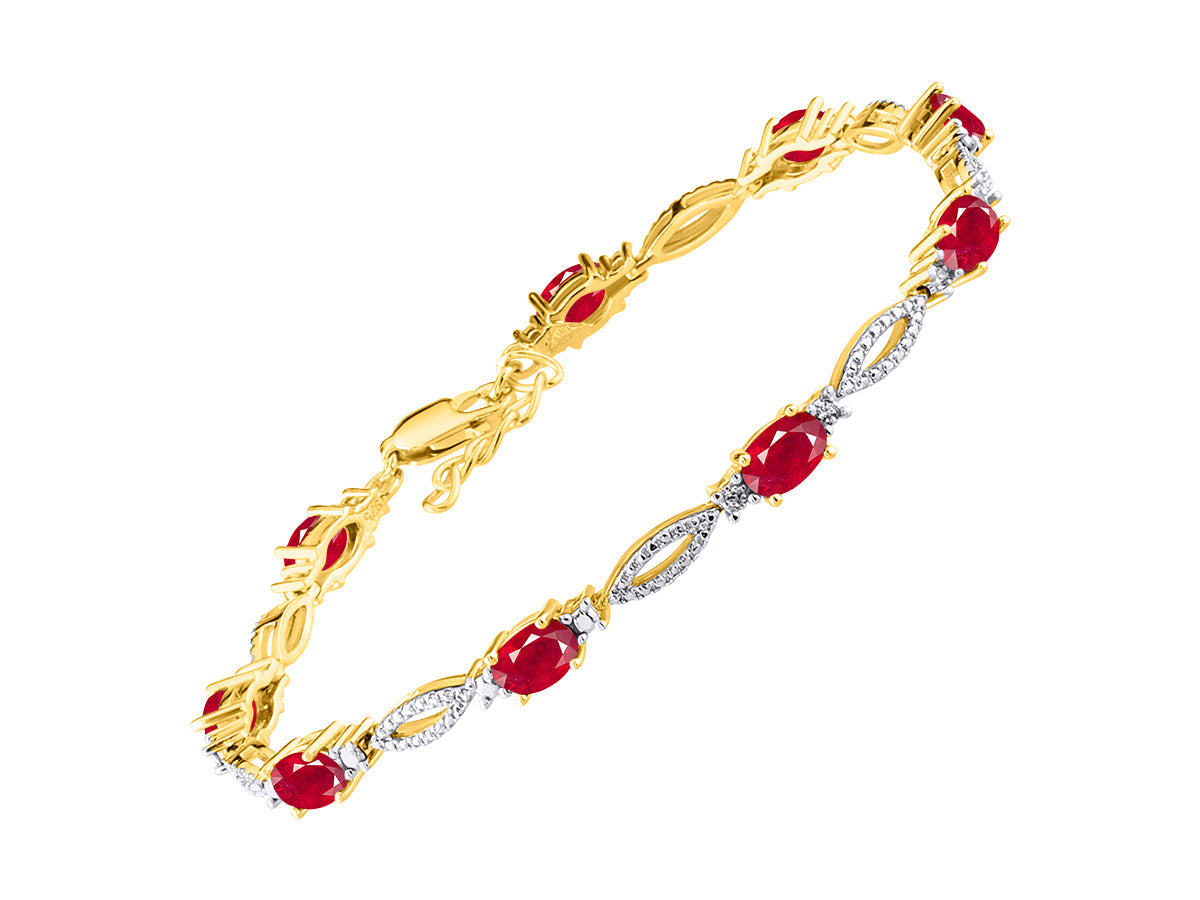 RYLOS Tennis Bracelet with 6x4MM Birthstone Gemstones & Diamonds Yellow Gold Plated Silver - Adjustable to 7-8"  - Friendship and Elegance in One.