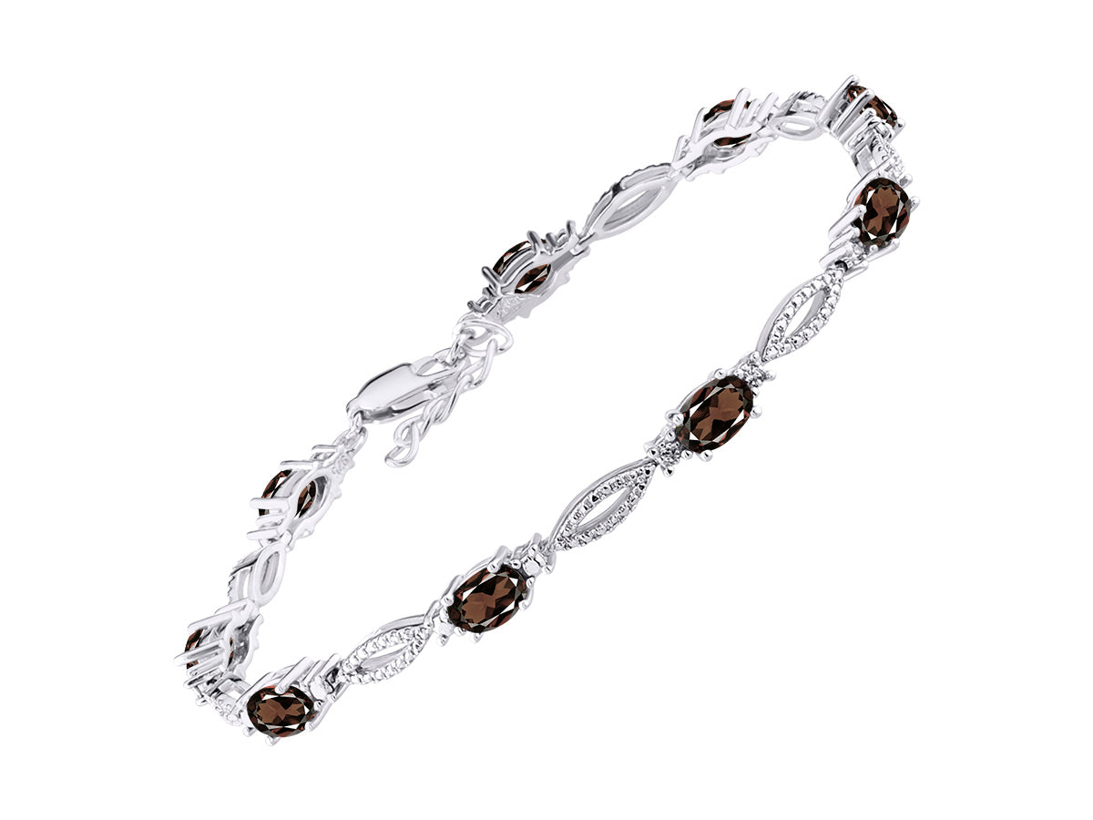 RYLOS Tennis Bracelet with 6x4MM Birthstone Gemstones & Diamonds Sterling Silver  - Adjustable to 7-8"  - Friendship and Elegance in One.