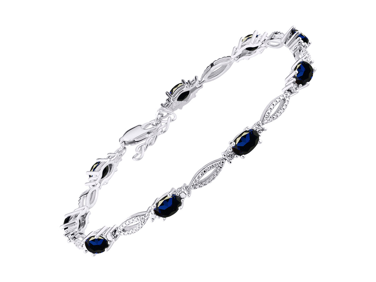 RYLOS Tennis Bracelet with 6x4MM Birthstone Gemstones & Diamonds Sterling Silver  - Adjustable to 7-8"  - Friendship and Elegance in One.