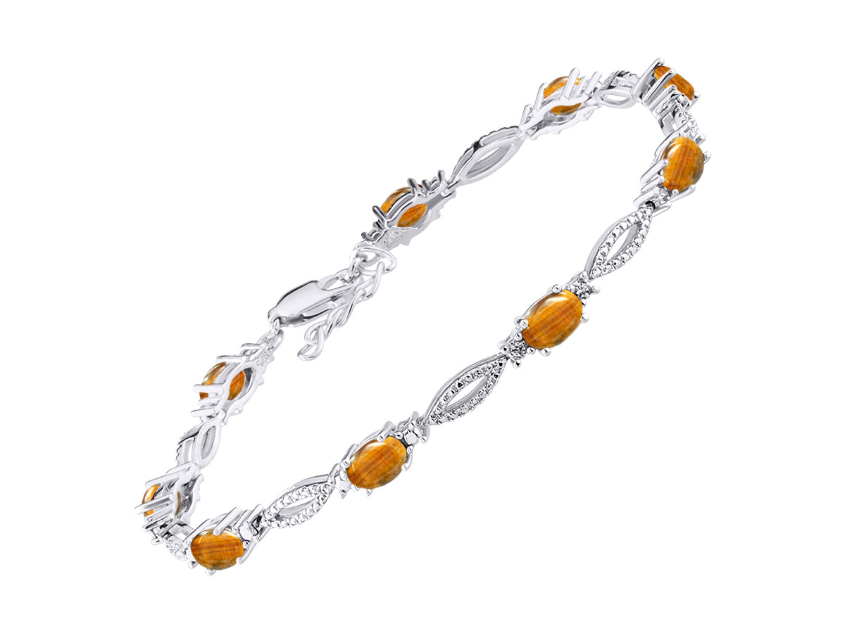 RYLOS Tennis Bracelet with 6x4MM Birthstone Gemstones & Diamonds Sterling Silver  - Adjustable to 7-8"  - Friendship and Elegance in One.