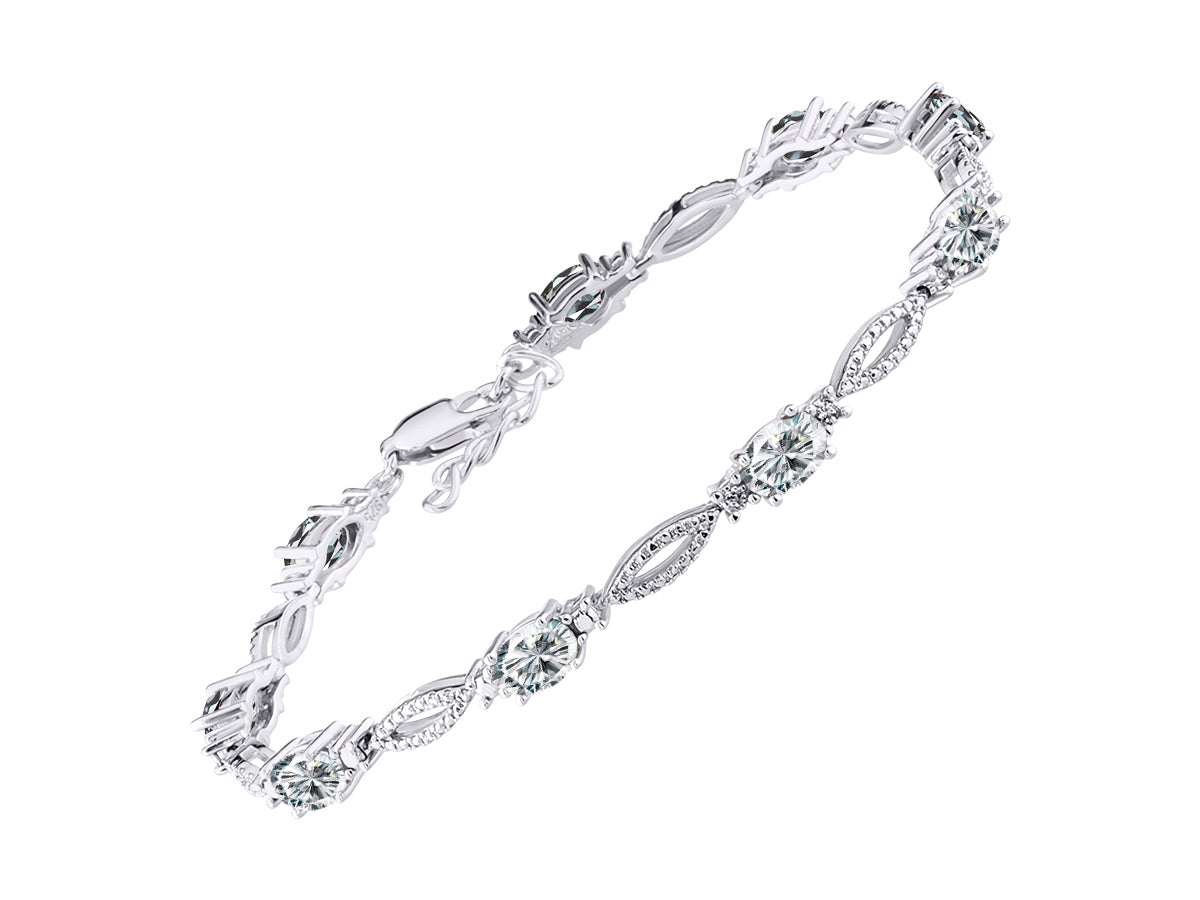 RYLOS Tennis Bracelet with 6x4MM Birthstone Gemstones & Diamonds Sterling Silver  - Adjustable to 7-8"  - Friendship and Elegance in One.