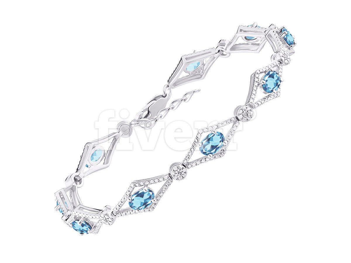 RYLOS Women's 925 Sterling Silver Tennis Bracelet - Gemstone & Diamonds - Adjustable to Fit 7-8" Wrist - 9 Beautiful 6X4MM Birthstone Options - Stunning Jewelry for Women - Friendship Bracelets