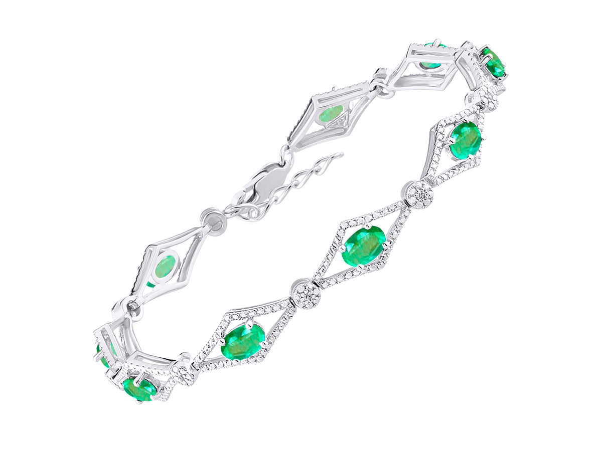 RYLOS Women's 925 Sterling Silver Tennis Bracelet - Gemstone & Diamonds - Adjustable to Fit 7-8" Wrist - 9 Beautiful 6X4MM Birthstone Options - Stunning Jewelry for Women - Friendship Bracelets