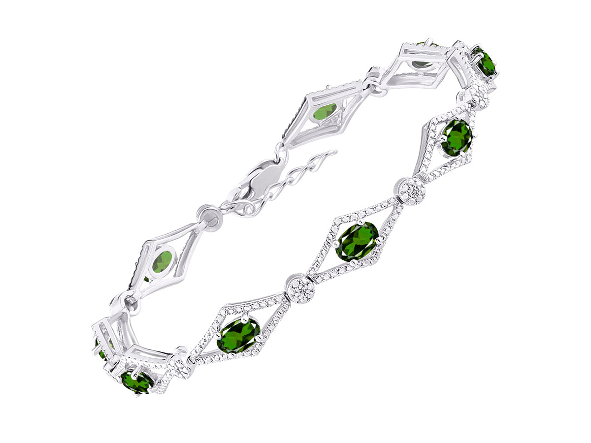 RYLOS Women's 925 Sterling Silver Tennis Bracelet - Gemstone & Diamonds - Adjustable to Fit 7-8" Wrist - 9 Beautiful 6X4MM Birthstone Options - Stunning Jewelry for Women - Friendship Bracelets