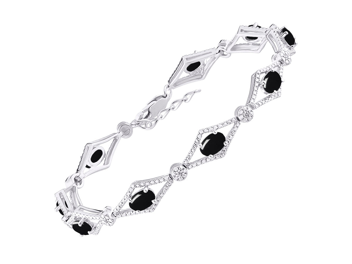 RYLOS Women's 925 Sterling Silver Tennis Bracelet - Gemstone & Diamonds - Adjustable to Fit 7-8" Wrist - 9 Beautiful 6X4MM Birthstone Options - Stunning Jewelry for Women - Friendship Bracelets