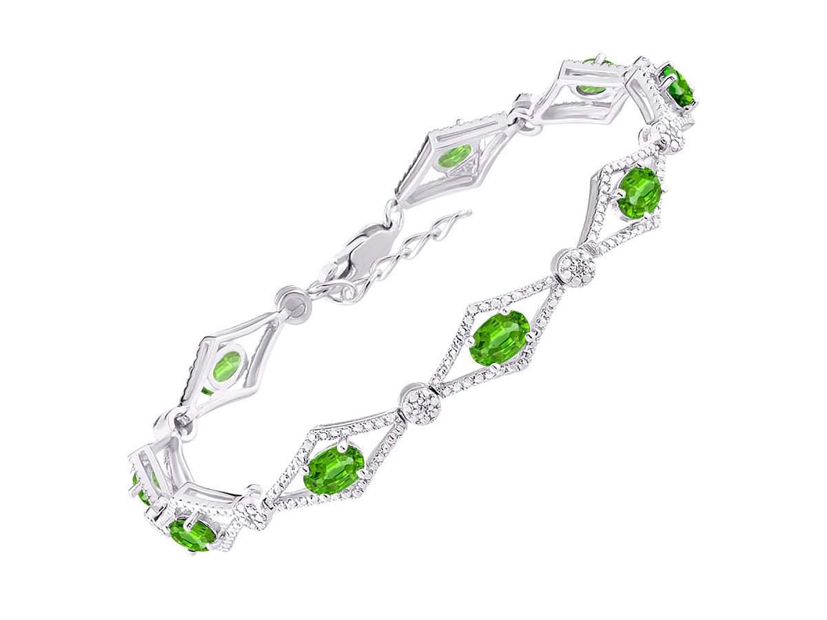 RYLOS Women's 925 Sterling Silver Tennis Bracelet - Gemstone & Diamonds - Adjustable to Fit 7-8" Wrist - 9 Beautiful 6X4MM Birthstone Options - Stunning Jewelry for Women - Friendship Bracelets