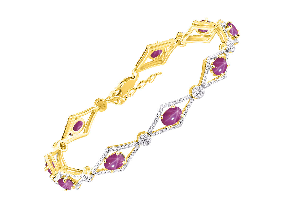 RYLOS Women's 925 Yellow Gold Plated Silver Tennis Bracelet - Gemstone & Diamonds - Adjustable to Fit 7-8" Wrist - 9 Beautiful 6X4MM Birthstone Options - Stunning Jewelry for Women - Friendship Bracelets