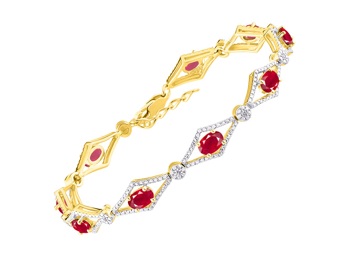 RYLOS Women's 925 Yellow Gold Plated Silver Tennis Bracelet - Gemstone & Diamonds - Adjustable to Fit 7-8" Wrist - 9 Beautiful 6X4MM Birthstone Options - Stunning Jewelry for Women - Friendship Bracelets