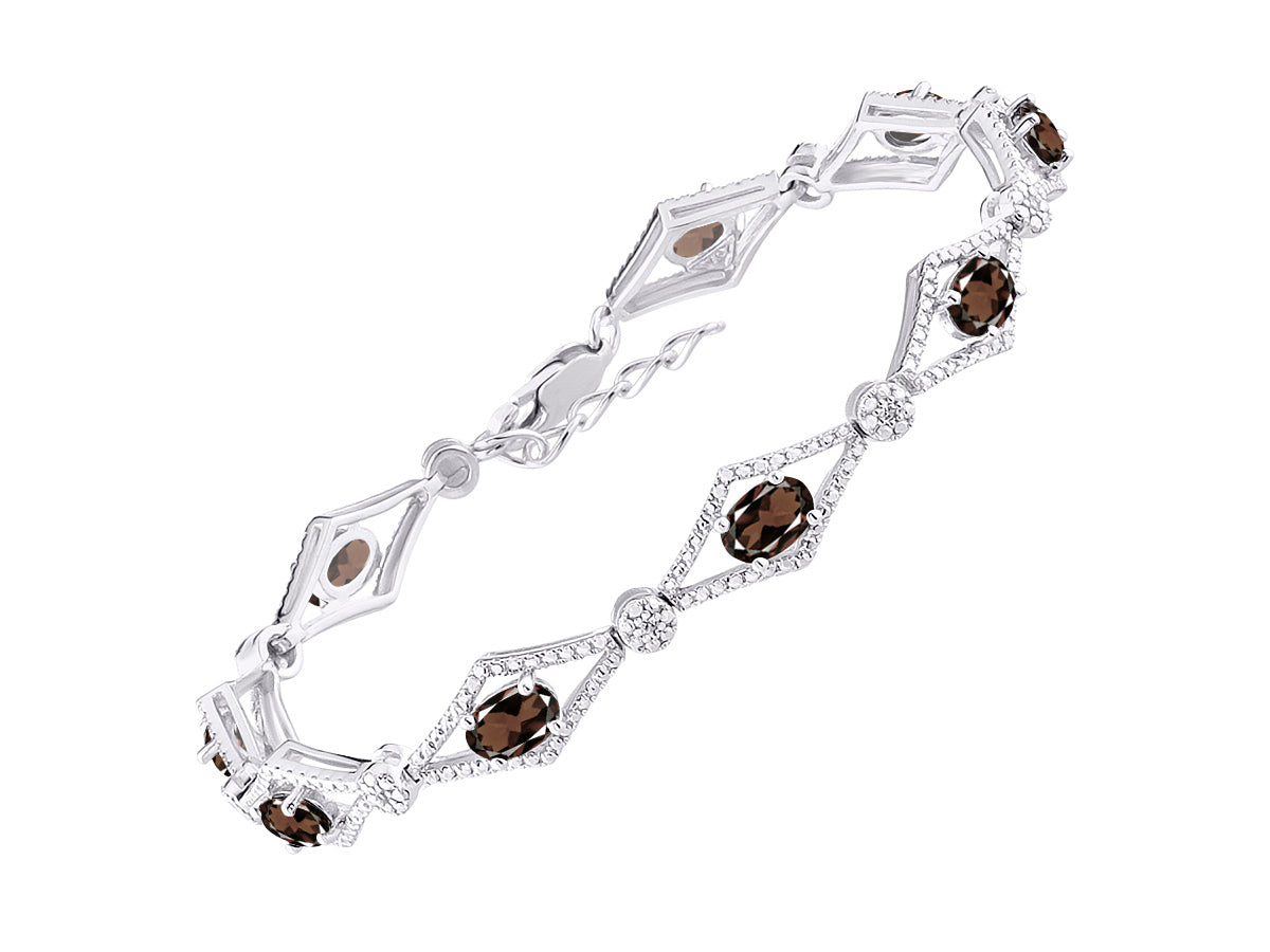 RYLOS Women's 925 Sterling Silver Tennis Bracelet - Gemstone & Diamonds - Adjustable to Fit 7-8" Wrist - 9 Beautiful 6X4MM Birthstone Options - Stunning Jewelry for Women - Friendship Bracelets