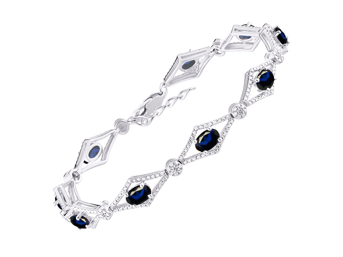 RYLOS Women's 925 Sterling Silver Tennis Bracelet - Gemstone & Diamonds - Adjustable to Fit 7-8" Wrist - 9 Beautiful 6X4MM Birthstone Options - Stunning Jewelry for Women - Friendship Bracelets