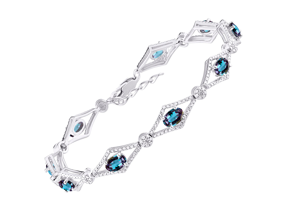 RYLOS Women's 925 Sterling Silver Tennis Bracelet - Gemstone & Diamonds - Adjustable to Fit 7-8" Wrist - 9 Beautiful 6X4MM Birthstone Options - Stunning Jewelry for Women - Friendship Bracelets