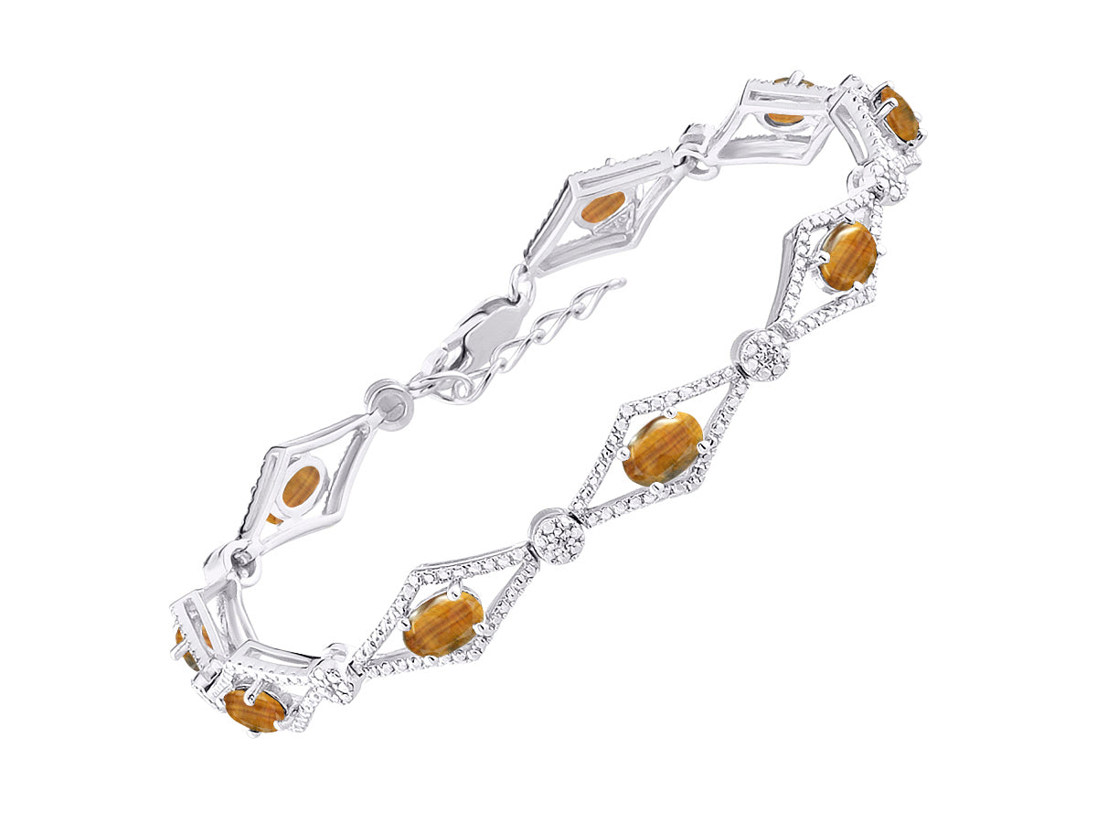 RYLOS Women's 925 Sterling Silver Tennis Bracelet - Gemstone & Diamonds - Adjustable to Fit 7-8" Wrist - 9 Beautiful 6X4MM Birthstone Options - Stunning Jewelry for Women - Friendship Bracelets
