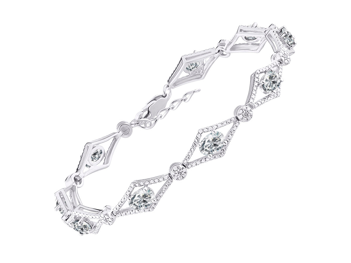 RYLOS Women's 925 Sterling Silver Tennis Bracelet - Gemstone & Diamonds - Adjustable to Fit 7-8" Wrist - 9 Beautiful 6X4MM Birthstone Options - Stunning Jewelry for Women - Friendship Bracelets