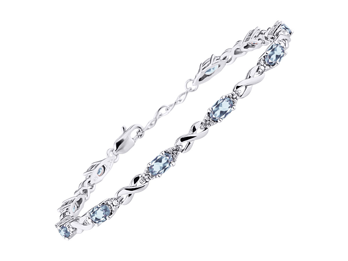 RYLOS Bracelets for Women 925 Sterling Silver XO Hugs & Kisses Tennis Bracelet Gemstone &  Diamonds Adjustable to Fit 7"-8" Wrist, 10 Gorgeous 6X4MM Jewelry for Women Friendship Bracelets