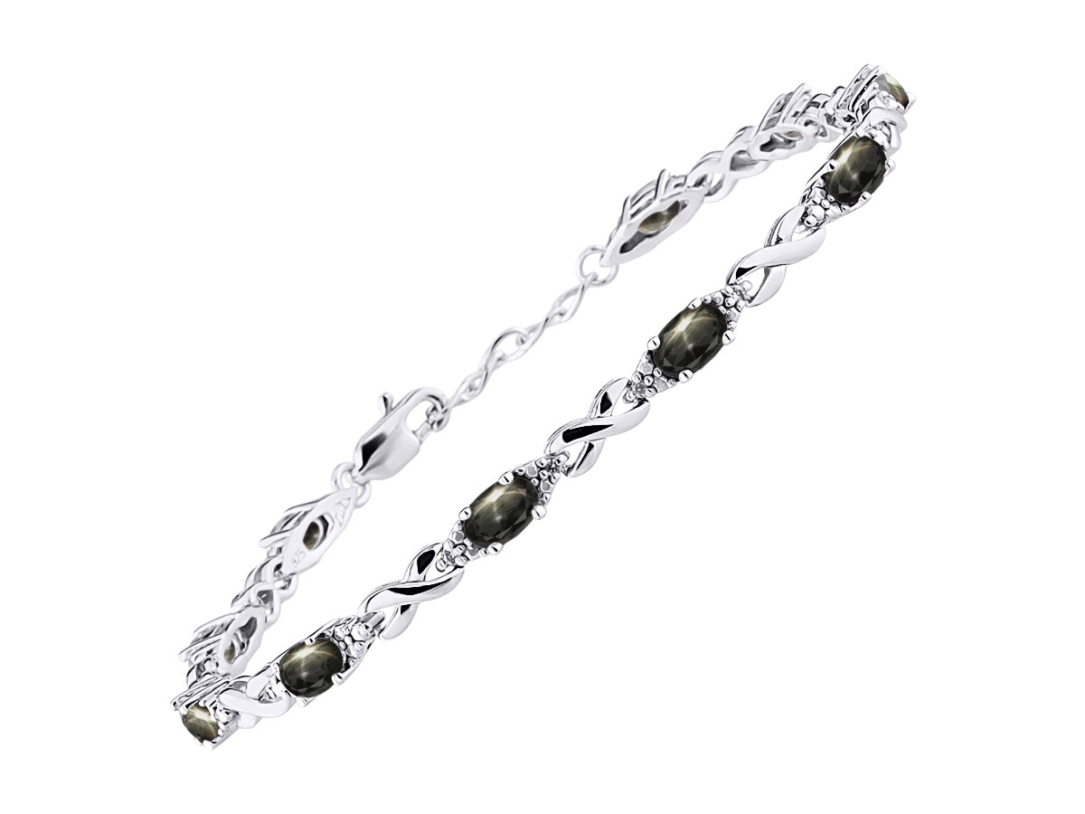 RYLOS Bracelets for Women 925 Sterling Silver XO Hugs & Kisses Tennis Bracelet Gemstone &  Diamonds Adjustable to Fit 7"-8" Wrist, 10 Gorgeous 6X4MM Jewelry for Women Friendship Bracelets