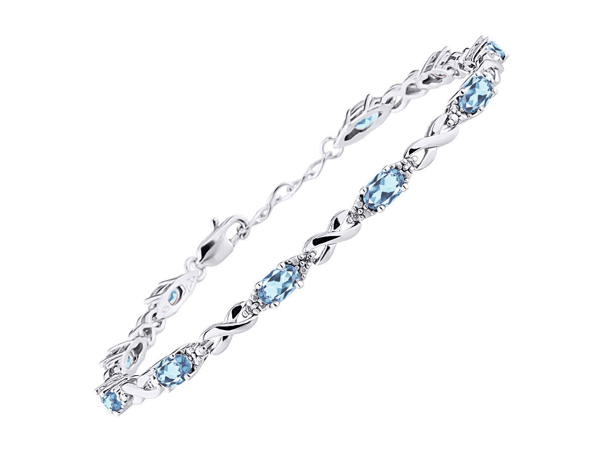 RYLOS Bracelets for Women 925 Sterling Silver XO Hugs & Kisses Tennis Bracelet Gemstone &  Diamonds Adjustable to Fit 7"-8" Wrist, 10 Gorgeous 6X4MM Jewelry for Women Friendship Bracelets