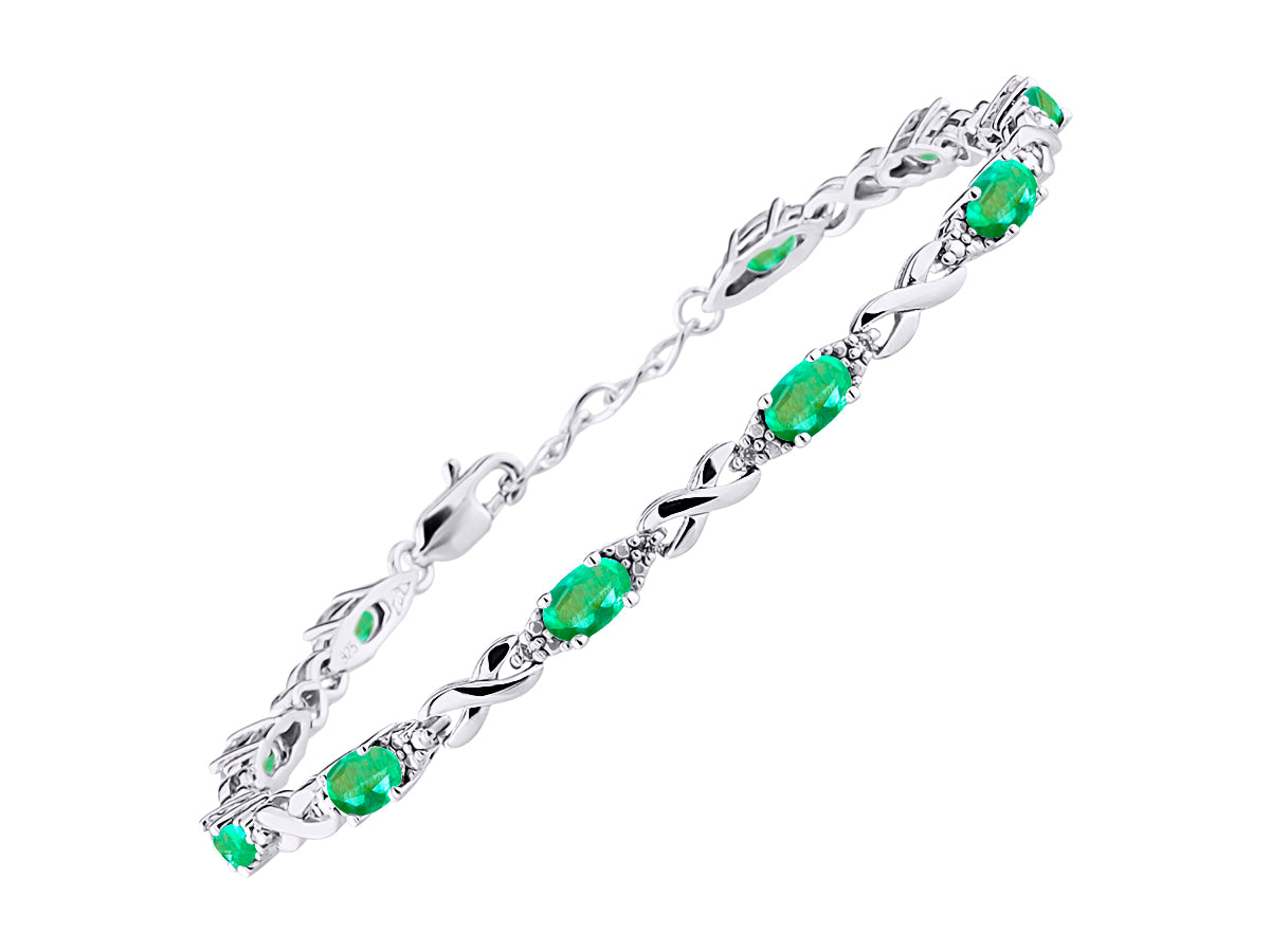 RYLOS Bracelets for Women 925 Sterling Silver XO Hugs & Kisses Tennis Bracelet Gemstone &  Diamonds Adjustable to Fit 7"-8" Wrist, 10 Gorgeous 6X4MM Jewelry for Women Friendship Bracelets