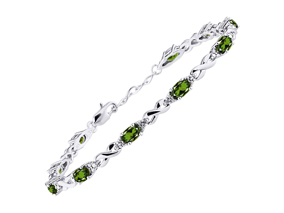 RYLOS Bracelets for Women 925 Sterling Silver XO Hugs & Kisses Tennis Bracelet Gemstone &  Diamonds Adjustable to Fit 7"-8" Wrist, 10 Gorgeous 6X4MM Jewelry for Women Friendship Bracelets