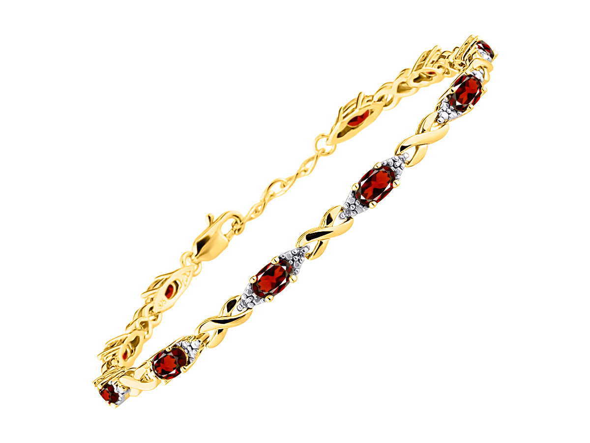 RYLOS Bracelets for Women Yellow Gold Plated Silver XO Hugs & Kisses Tennis Bracelet Gemstone &  Diamonds Adjustable to Fit 7"-8" Wrist, 10 Gorgeous 6X4MM Jewelry for Women Friendship Bracelets
