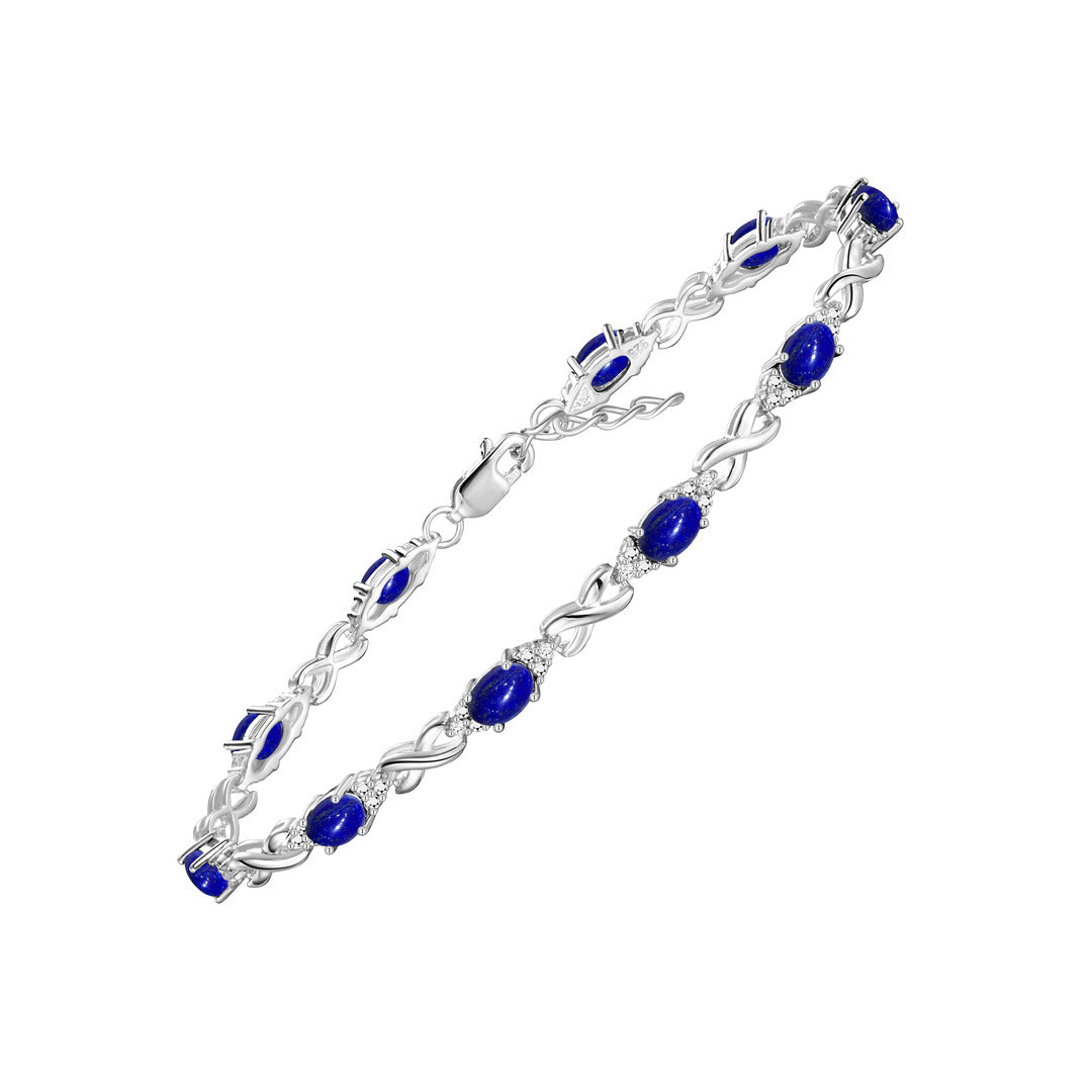 RYLOS Bracelets for Women 925 Sterling Silver XO Hugs & Kisses Tennis Bracelet Gemstone &  Diamonds Adjustable to Fit 7"-8" Wrist, 10 Gorgeous 6X4MM Jewelry for Women Friendship Bracelets