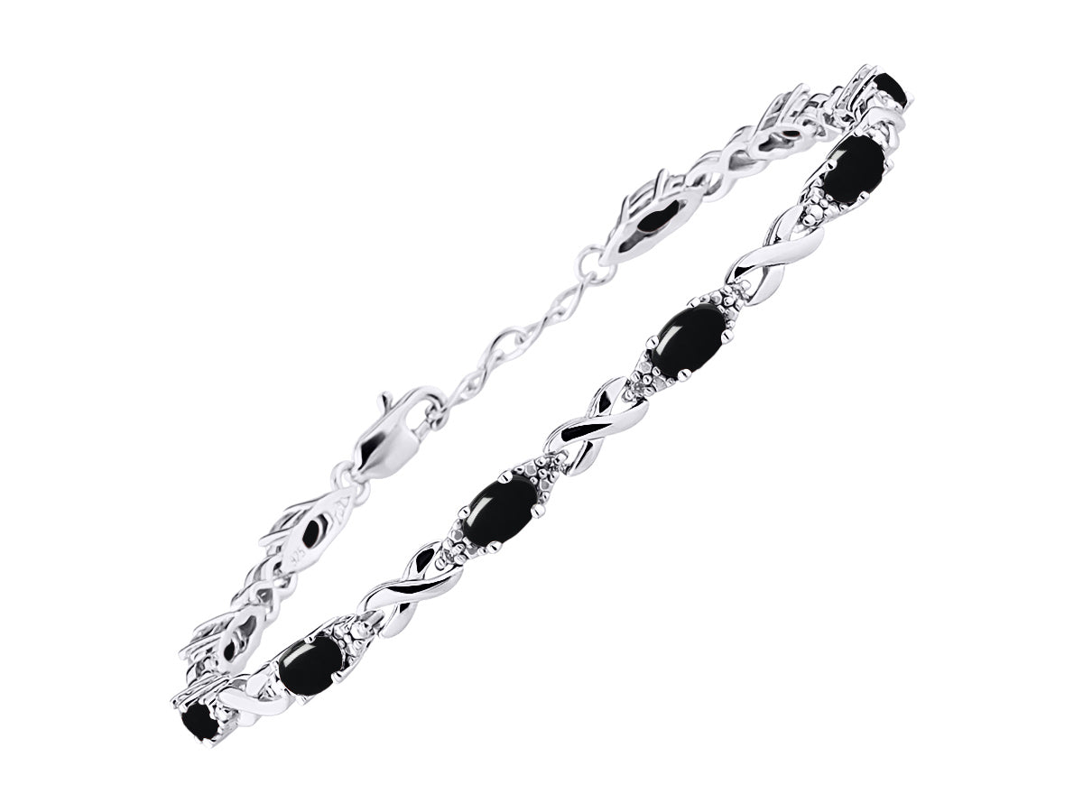 RYLOS Bracelets for Women 925 Sterling Silver XO Hugs & Kisses Tennis Bracelet Gemstone &  Diamonds Adjustable to Fit 7"-8" Wrist, 10 Gorgeous 6X4MM Jewelry for Women Friendship Bracelets