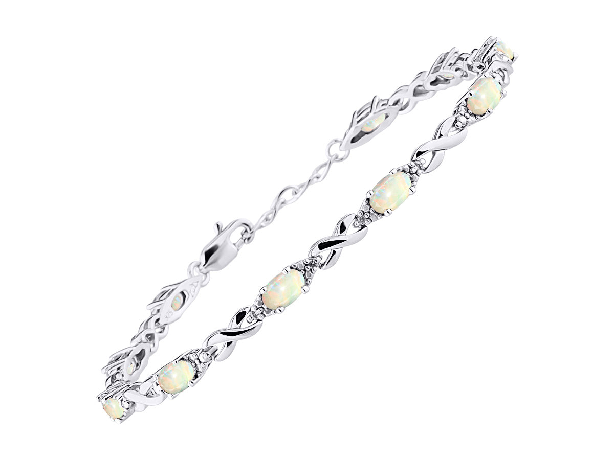 RYLOS Bracelets for Women 925 Sterling Silver XO Hugs & Kisses Tennis Bracelet Gemstone &  Diamonds Adjustable to Fit 7"-8" Wrist, 10 Gorgeous 6X4MM Jewelry for Women Friendship Bracelets