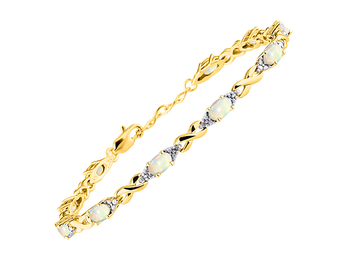 RYLOS Bracelets for Women Yellow Gold Plated Silver XO Hugs & Kisses Tennis Bracelet Gemstone &  Diamonds Adjustable to Fit 7"-8" Wrist, 10 Gorgeous 6X4MM Jewelry for Women Friendship Bracelets