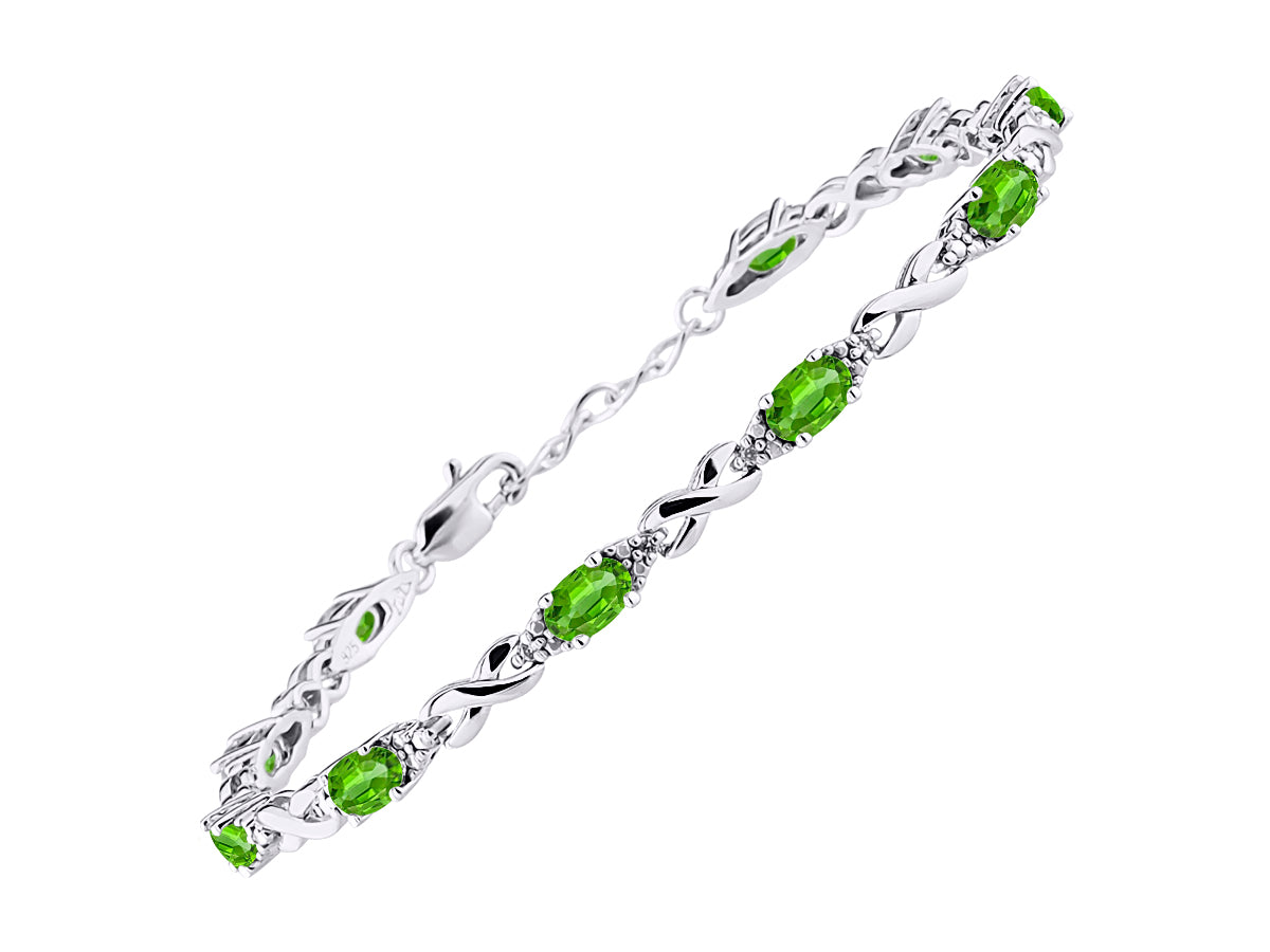RYLOS Bracelets for Women 925 Sterling Silver XO Hugs & Kisses Tennis Bracelet Gemstone &  Diamonds Adjustable to Fit 7"-8" Wrist, 10 Gorgeous 6X4MM Jewelry for Women Friendship Bracelets
