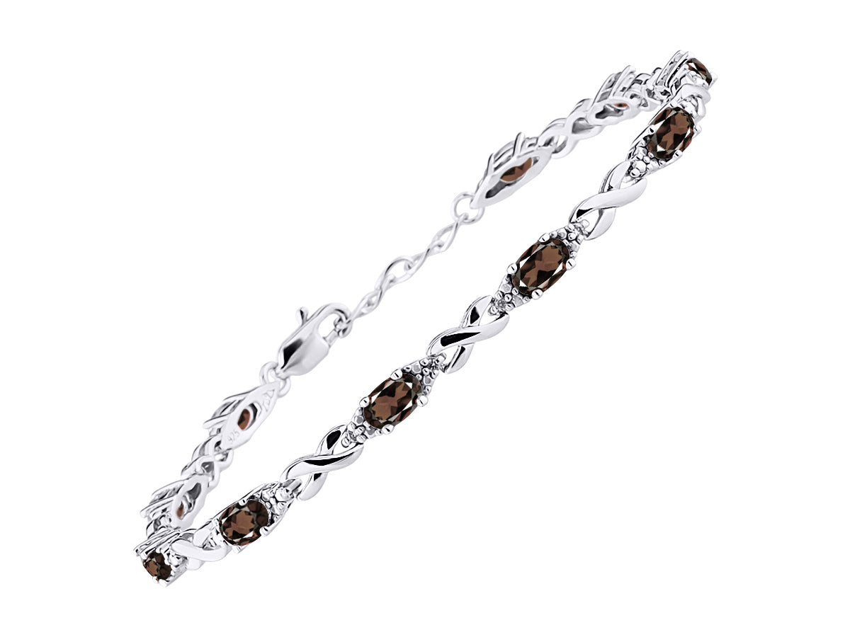RYLOS Bracelets for Women 925 Sterling Silver XO Hugs & Kisses Tennis Bracelet Gemstone &  Diamonds Adjustable to Fit 7"-8" Wrist, 10 Gorgeous 6X4MM Jewelry for Women Friendship Bracelets