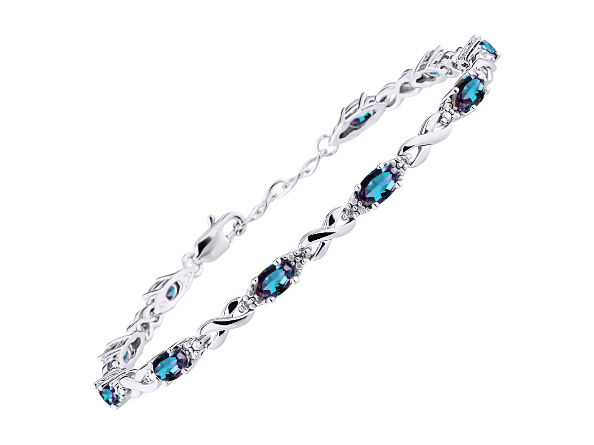 RYLOS Bracelets for Women 925 Sterling Silver XO Hugs & Kisses Tennis Bracelet Gemstone &  Diamonds Adjustable to Fit 7"-8" Wrist, 10 Gorgeous 6X4MM Jewelry for Women Friendship Bracelets