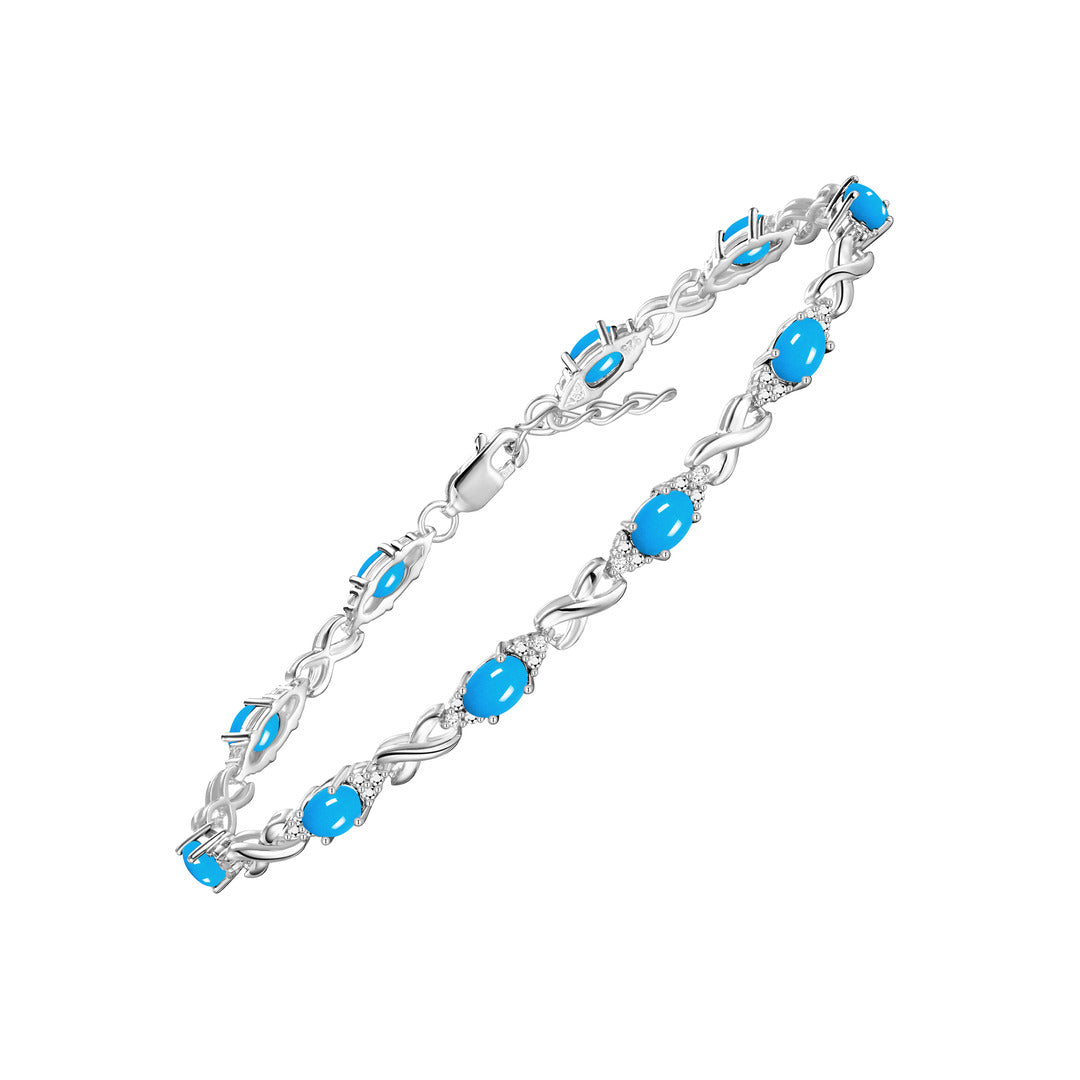 RYLOS Bracelets for Women 925 Sterling Silver XO Hugs & Kisses Tennis Bracelet Gemstone &  Diamonds Adjustable to Fit 7"-8" Wrist, 10 Gorgeous 6X4MM Jewelry for Women Friendship Bracelets