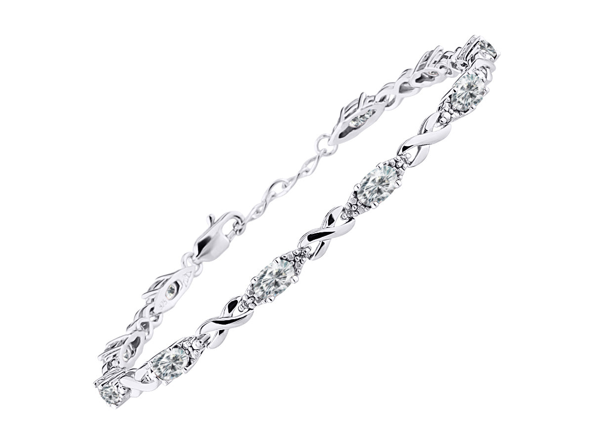 RYLOS Bracelets for Women 925 Sterling Silver XO Hugs & Kisses Tennis Bracelet Gemstone &  Diamonds Adjustable to Fit 7"-8" Wrist, 10 Gorgeous 6X4MM Jewelry for Women Friendship Bracelets