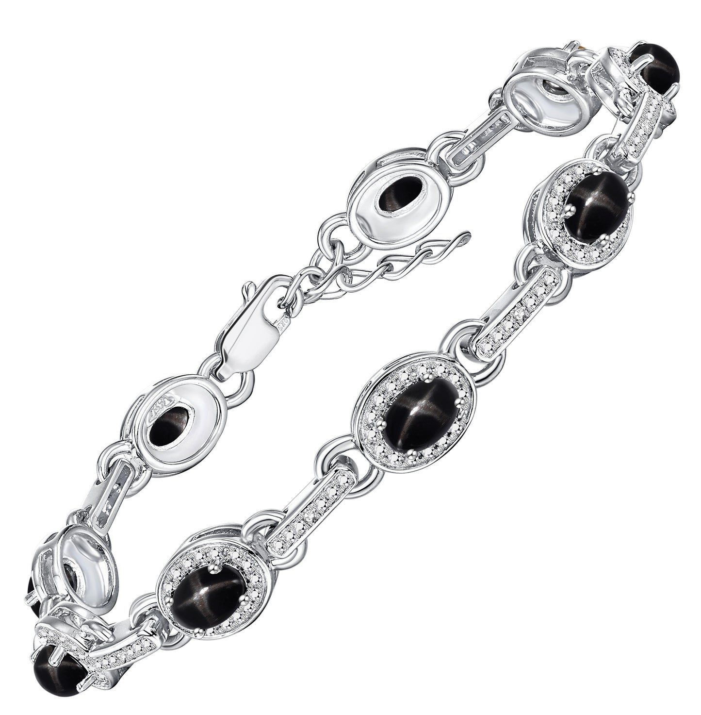 RYLOS Tennis Bracelet with Gemstones & Diamond Halo Sterling Silver 925  - Adjustable 7-8" Wrist, 9 Stunning 6x4MM Birthstone Jewelry for Women - Perfect for Friendship and Elegance."