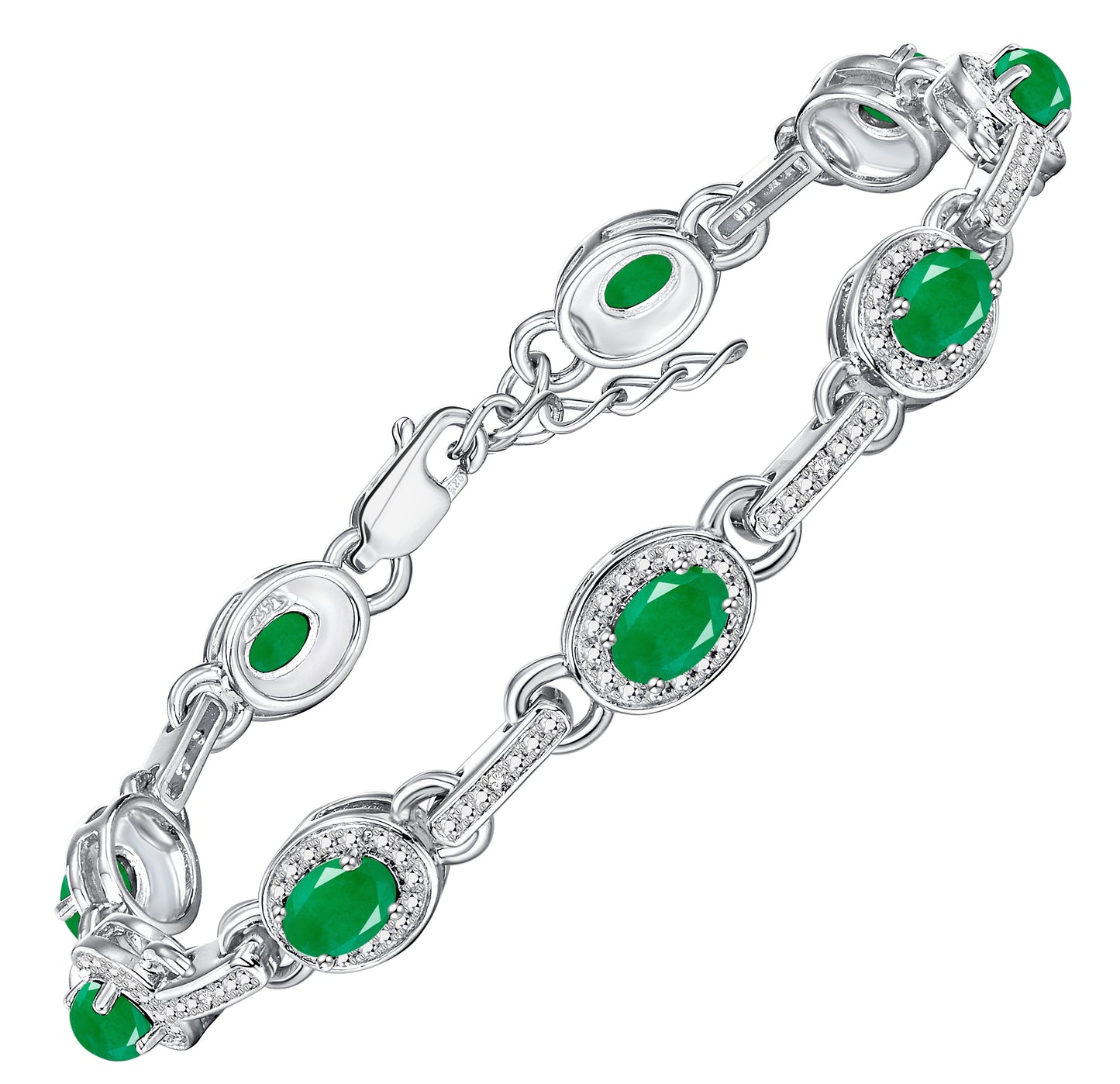 RYLOS Tennis Bracelet with Gemstones & Diamond Halo Sterling Silver 925  - Adjustable 7-8" Wrist, 9 Stunning 6x4MM Birthstone Jewelry for Women - Perfect for Friendship and Elegance."