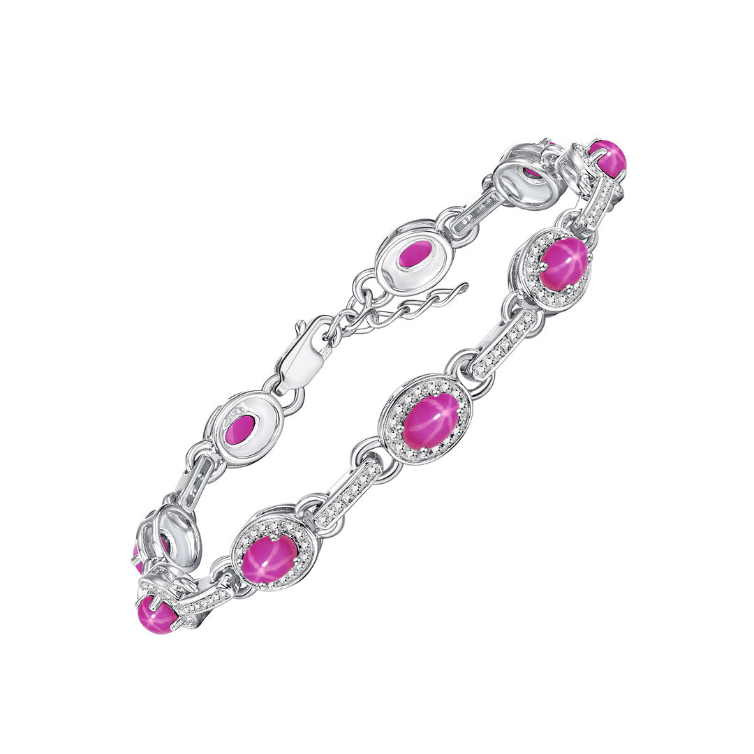 RYLOS Tennis Bracelet with Gemstones & Diamond Halo Sterling Silver 925  - Adjustable 7-8" Wrist, 9 Stunning 6x4MM Birthstone Jewelry for Women - Perfect for Friendship and Elegance."