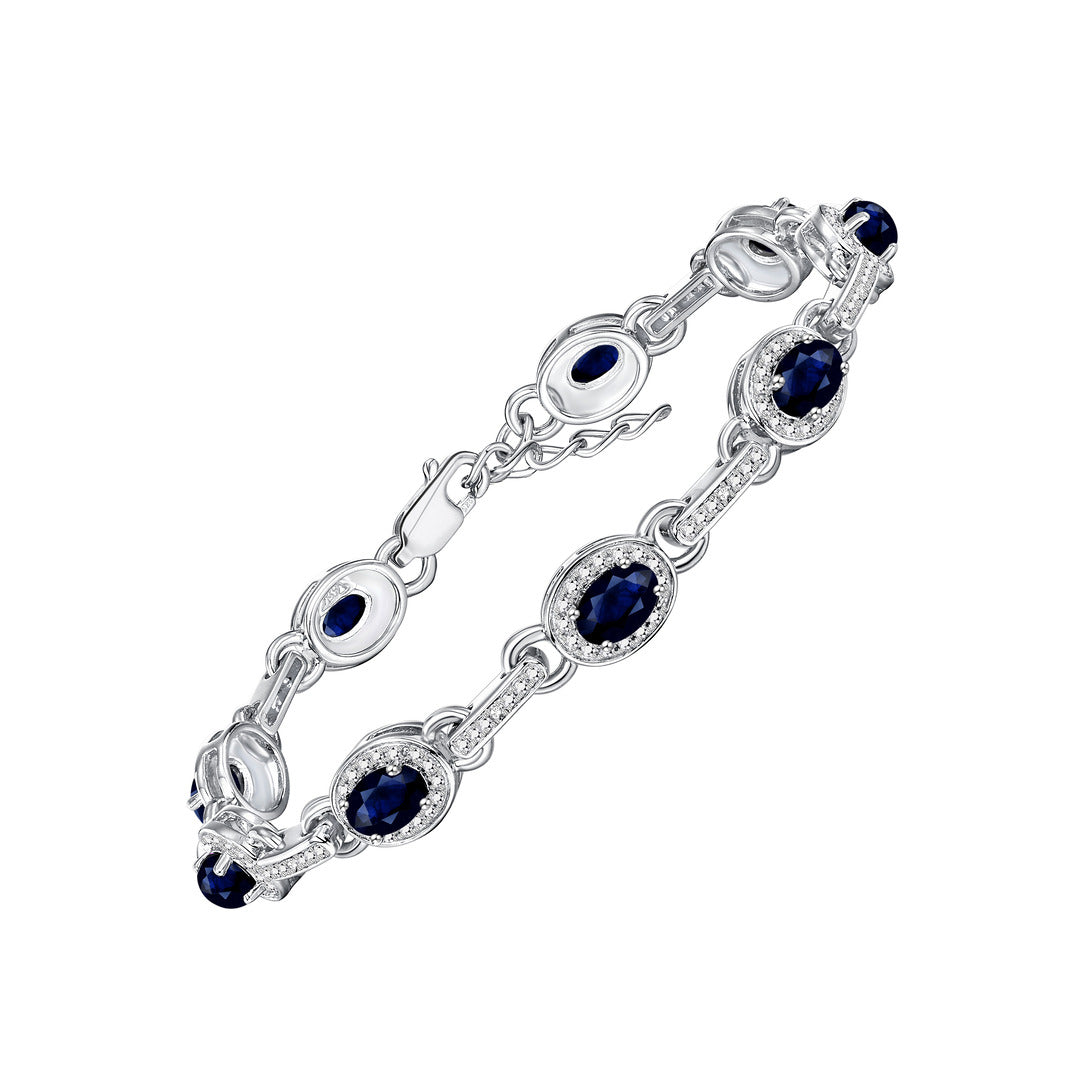 RYLOS Tennis Bracelet with Gemstones & Diamond Halo Sterling Silver 925  - Adjustable 7-8" Wrist, 9 Stunning 6x4MM Birthstone Jewelry for Women - Perfect for Friendship and Elegance."