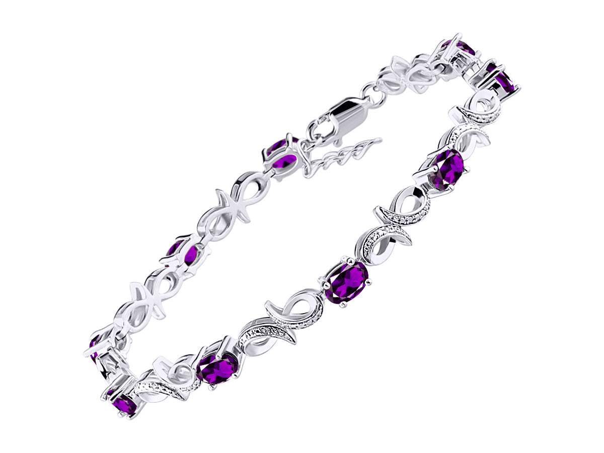 RYLOS Bracelets for Women 925 Sterling Silver Infinity Tennis Bracelet Gemstone & Diamonds Adjustable to Fit 7"-8" Wrist, 9 Gorgeous 6X4MM Jewelry for Women Friendship Bracelets