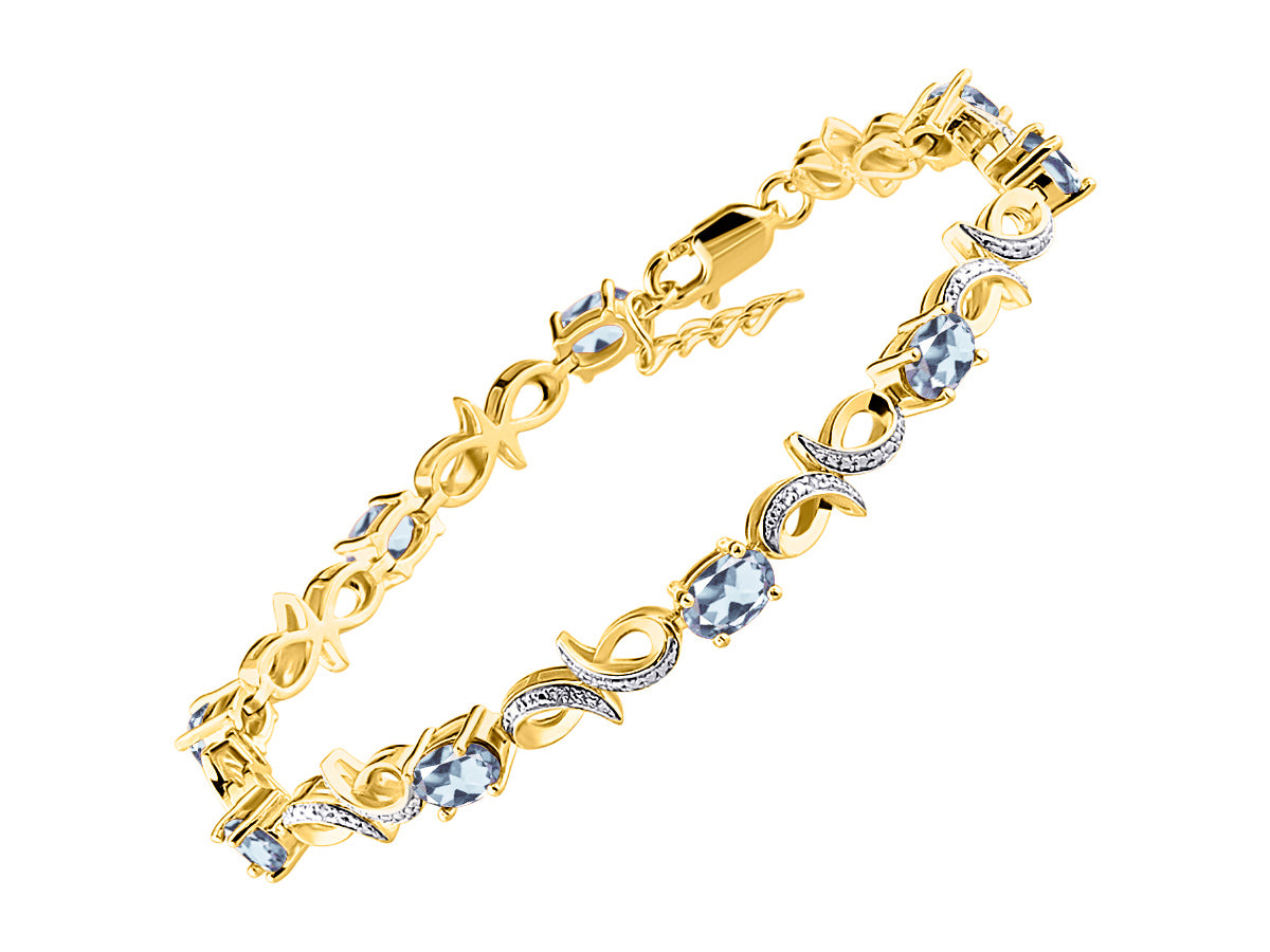 RYLOS Bracelets for Women Yellow Gold Plated Silver Infinity Tennis Bracelet Gemstone & Diamonds Adjustable to Fit 7"-8" Wrist, 9 Gorgeous 6X4MM Jewelry for Women Friendship Bracelets