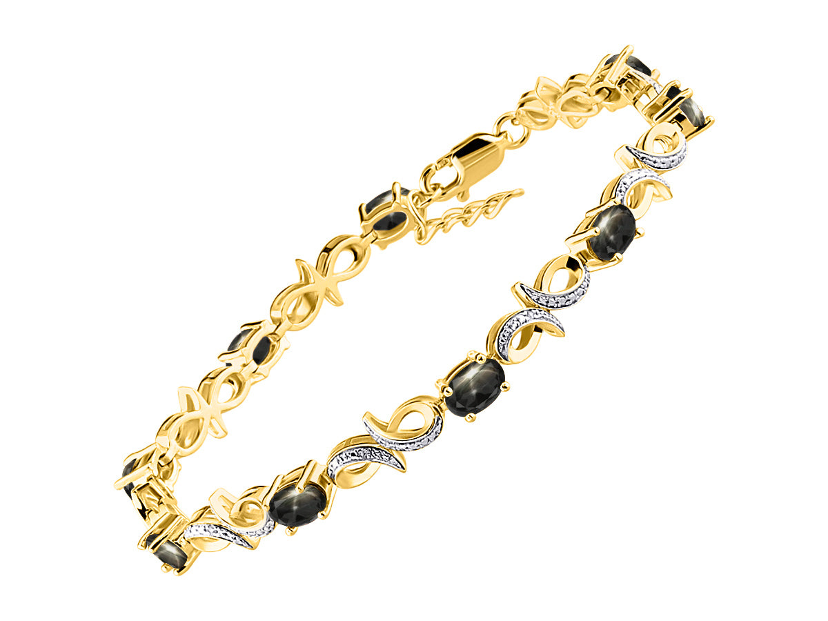 RYLOS Bracelets for Women Yellow Gold Plated Silver Infinity Tennis Bracelet Gemstone & Diamonds Adjustable to Fit 7"-8" Wrist, 9 Gorgeous 6X4MM Jewelry for Women Friendship Bracelets